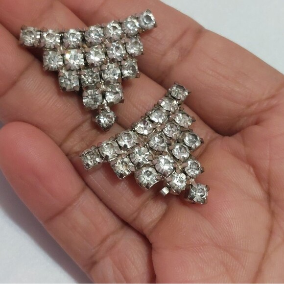 Vintage Accessories - Vintage Prong Set Icy Rhinestone Shoe Clips